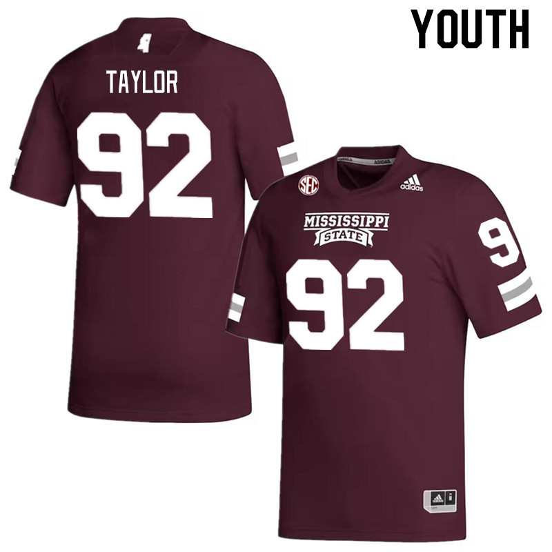 Youth #92 Eric Taylor Mississippi State Bulldogs College Football Jerseys Stitched Sale-Maroon - Click Image to Close